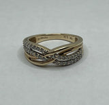 10ct Gold Diamond Criss-cross Ring