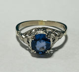 18ct White Gold Synthetic Sapphire Ring  with Valuation