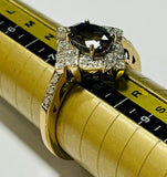 9ct Gold Oregon Sunstone and Diamond Ring with Valuation