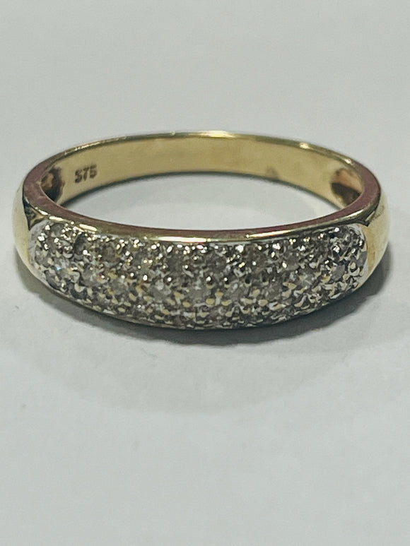 9ct Yellow Gold Diamond Pave Set Ring