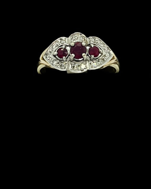 9ct Gold Spinel and Diamond Ring