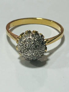 18ct Yellow Gold Diamond Bulbous Ball Ring