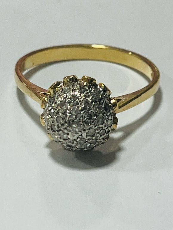 18ct Yellow Gold Diamond Bulbous Ball Ring