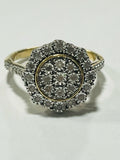 9ct Yellow Gold Diamond Cluster Ring