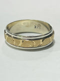 9ct White and Rose Gold Etched Band Ring