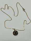 9ct Yellow Gold Garnet Flower Pendant