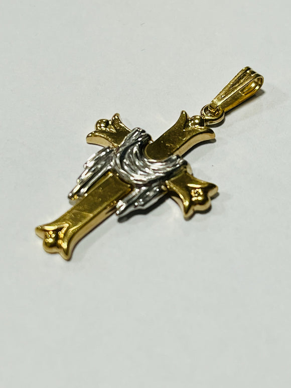 9ct Yellow and White Gold Crucifix Pendant