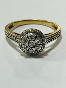 9ct Yellow Gold Diamond Flower Ring