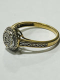 9ct Yellow Gold Diamond Flower Ring