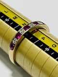 9ct Yellow Gold Simulated Ruby and Diamond Ring