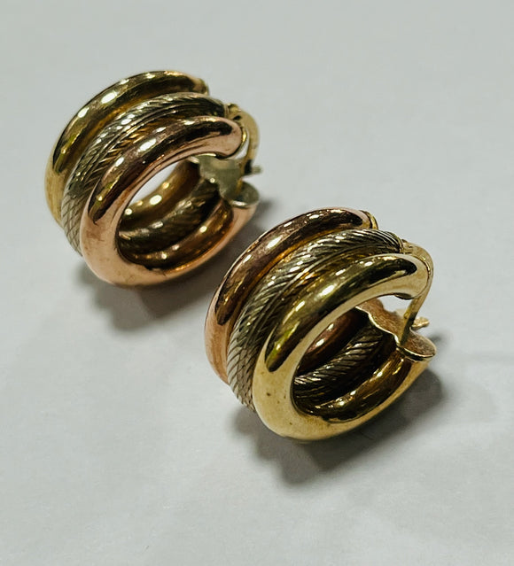 9ct Yellow and Rose Gold Hoop Earrings