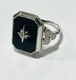 14kt White Gold Black Onyx and Diamond Ring