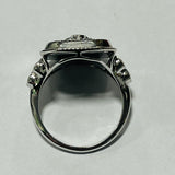 14kt White Gold Black Onyx and Diamond Ring