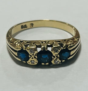 9ct Gold Sapphire and Diamond Ring