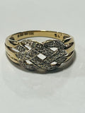 9ct Gold Diamond Criss Cross Ring