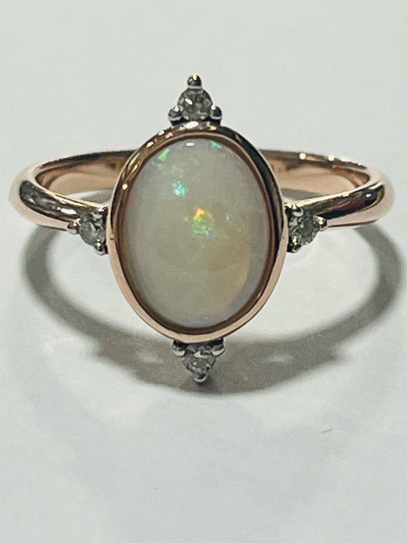 10ct Rose Gold Opal and Diamond Ring Michael Hill
