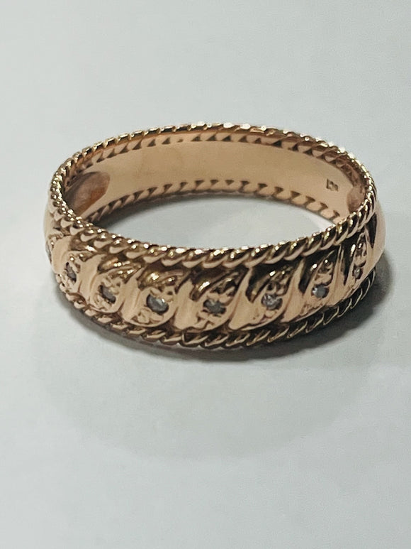 9ct Rose Gold and Diamond Band Ring