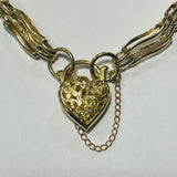 9ct Gold Gate Bracelet with Heart Locket and Safety Chain