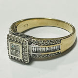 9ct Gold Square Setting Diamond Ring