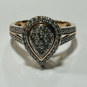 9ct Rose Gold Diamond Teardrop Ring