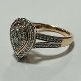 9ct Rose Gold Diamond Teardrop Ring