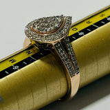 9ct Rose Gold Diamond Teardrop Ring