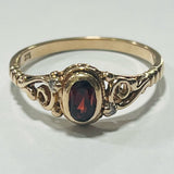 9ct Rose Gold Garnet Scroll Ring