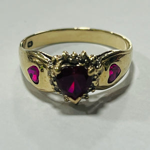 9ct Gold Simulated Ruby Ring