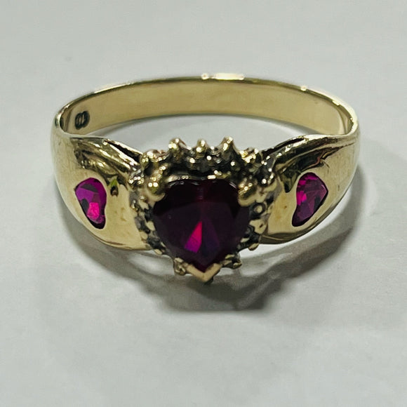 9ct Gold Simulated Ruby Ring