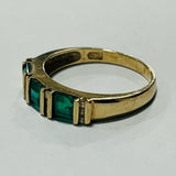 9ct Gold Simulated Emerald and Diamond Ring
