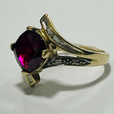9ct Gold Simulated Ruby Diamond Ring