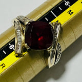 9ct Gold Simulated Ruby Diamond Ring