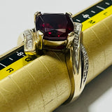 9ct Gold Simulated Ruby Diamond Ring