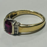 14ct Gold Simulated Ruby and Diamond Ring MHJ