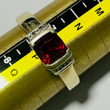 14ct Gold Simulated Ruby and Diamond Ring MHJ