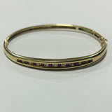 9ct Gold Diamond and Ruby Bangle