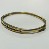 9ct Gold Diamond and Ruby Bangle