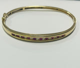 9ct Gold Diamond and Ruby Bangle