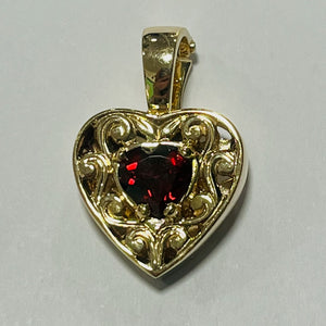 9ct Gold Fillagree Garnet Enhancer Pendant
