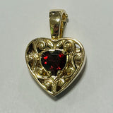 9ct Gold Fillagree Garnet Enhancer Pendant