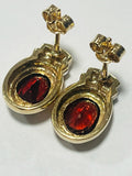 9ct Yellow and White Gold Garnet Earrings
