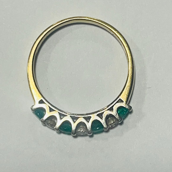 9ct Gold Emerald and Diamond Ring
