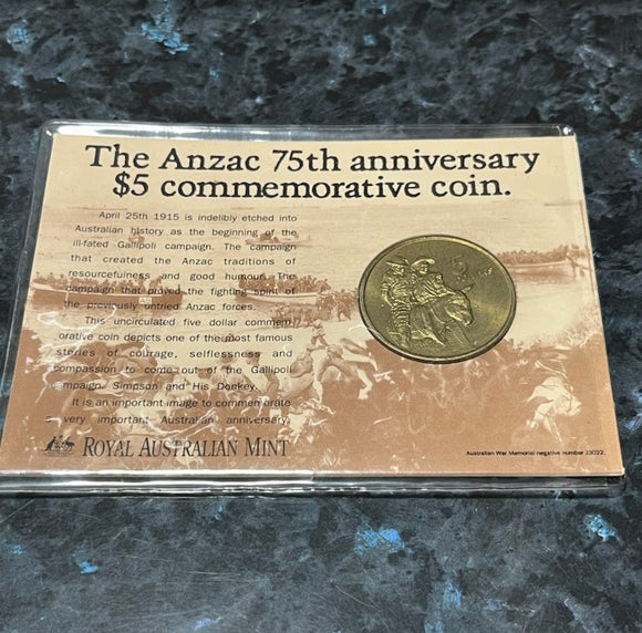 The Anzac 75th Anniversary $5 Commemorative Coin