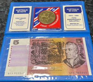 Australian $5 note - $5 Coin Set