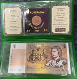 Australia Last $1 Note - First $1 Coin Set