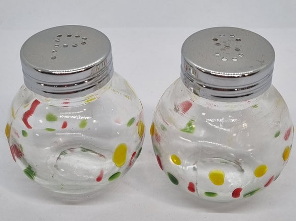 Salt and Pepper Shakers - Painted Glass