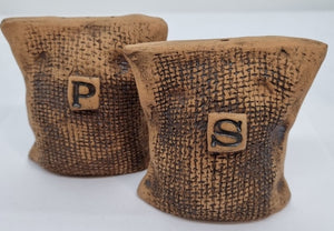 Salt and Pepper Shakers - Hessian Sacks