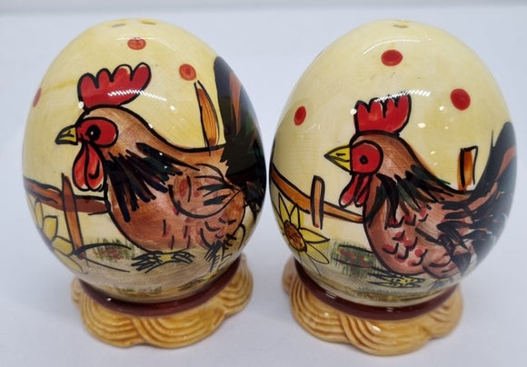 Salt and Pepper Shakers - Farm House Roosters - Hand Painted