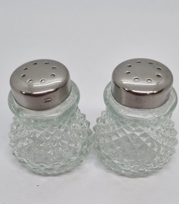 Salt and Pepper Shakers - Diamond Point Glass