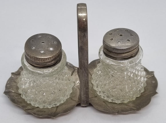 Salt and Pepper Shakers - Cut Glass on Tray
